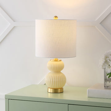 Daphne 20" Ribbed Metal/Glass LED Table Lamp